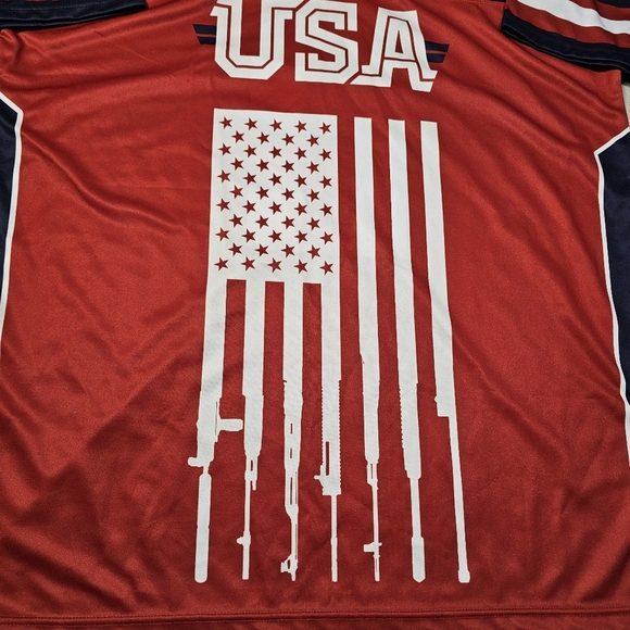 Greater Half USA 2nd Amendment Patriotic Jersey/Shirt Mens Size 2XL Red And Blue - Picture 3 of 7